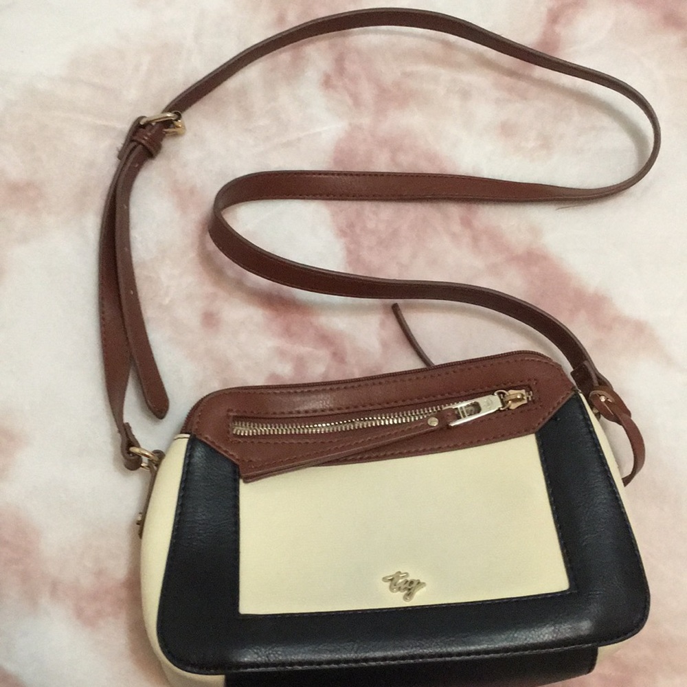 Tig Brown Black Cream Crossbody Purse